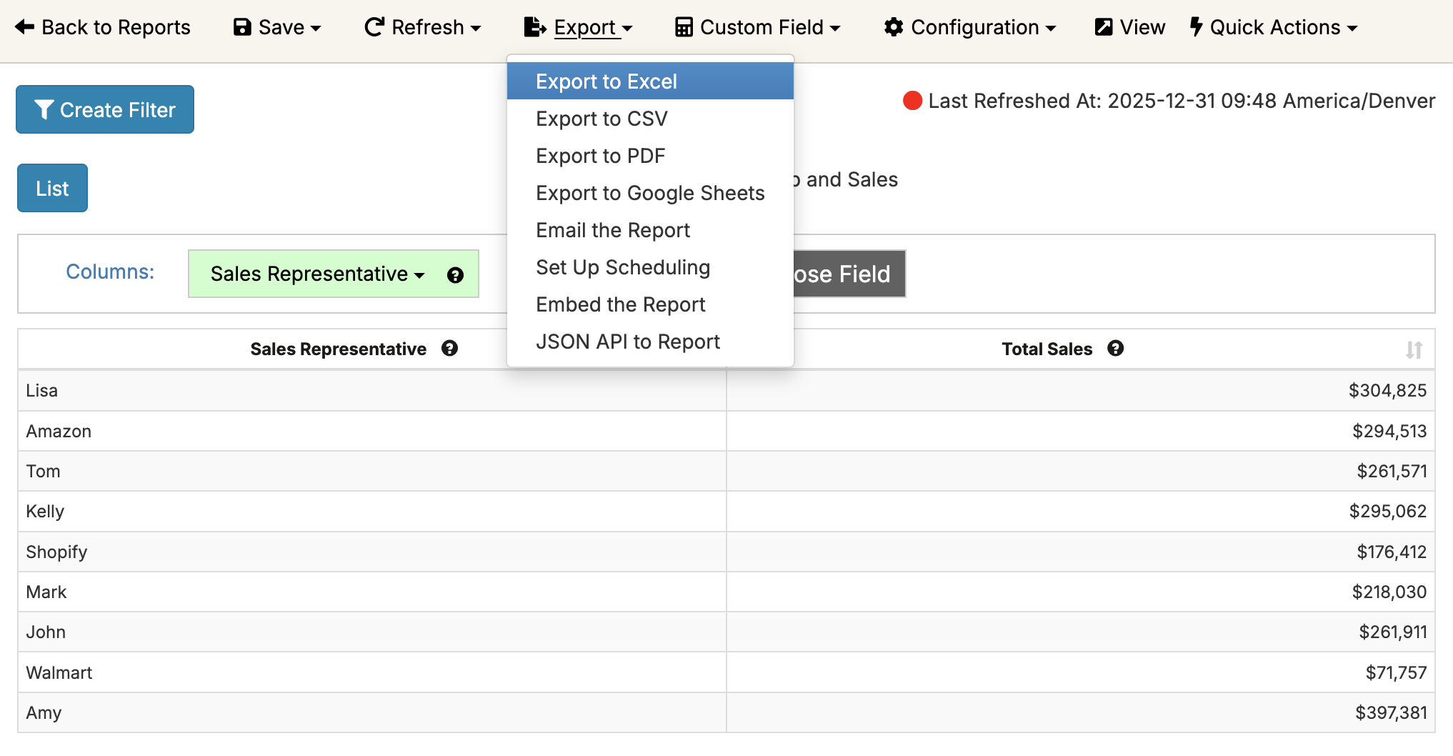 Exporting Report for Google